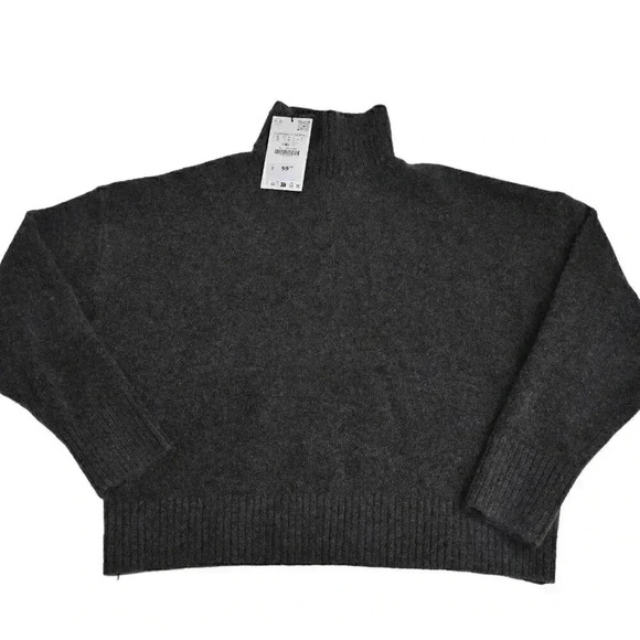 NWT Zara Soft Knit Sweater High Collar  Gray Size Small - Picture 4 of 10